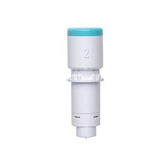 a white and blue water heater on a white background