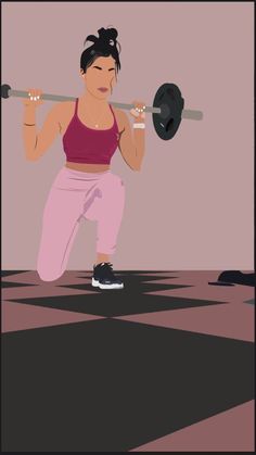 a woman doing squats with a barbell