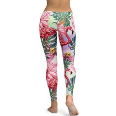 Did you know that flamingos are pink because they eat shrimp? We've created these unique Flamingo Leggings to get your summer wardrobe ready with a touch of tropical vibe. Soft, stretchy and super comfortable to wear. Stretch Leggings For Beach In Summer, Casual Stretch Leggings For Beach, Summer Stretch Bottoms With Tropical Print, Fun Stretch Bottoms For Vacation, Casual Fitted Leggings For The Beach, Pink Stretch Printed Bottoms, Playful Spring Yoga Bottoms, Trendy Summer Yoga Leggings, Trendy Yoga Leggings For Summer