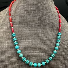 Makes A Memorable Impression With This One Of A Kind Jewelry. Colorful, Chic, Elegant, High Quality Stylish, Modern Jewelry . Handmade 17” Necklace With Semi Precious Gemstones Red Coral,Different Shape Of Blue Turquoise Howlite,Silver Crystal Seeds And Slide Clasp. Coral And Turquoise Necklace, Adjustable Blue Southwestern Necklace, Adjustable 16 Inch Blue Necklace, Southwestern Style Red Necklace For Gift, Southwestern Red Necklace With Polished Beads, Red Southwestern Necklace With Adjustable Fit, Southwestern Style Red Necklace With Polished Beads, Adjustable Southwestern Red Necklace, Southwestern Style Adjustable Red Necklace