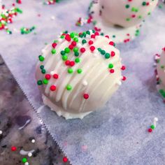 white chocolate covered with sprinkles on a table