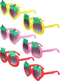 PRICES MAY VARY. Comfortable to wear: our kids sunglasses are made of plastic, which is durable and lightweight, skin-friendly and not easy to fade, easy to put on and take off, can be worn for a long time without bringing much burden to your ears and nose Cute design: the frames of sunglasses are designed in the shape of strawberry and pineapple, which are popular and not easy to be out of date, cute and eye-catching, wearing it will show kids' personality and make kids the focus of the crowd e Fun Multicolor Plastic Sunglasses, Novelty Plastic Sunglasses For Summer, Novelty Sunglasses For Summer, Pink Novelty Plastic Sunglasses, Novelty Pink Plastic Sunglasses, Pink Novelty Sunglasses In Plastic, Multicolor Plastic Sunglasses For Birthday, Novelty Plastic Sunglasses With Tinted Lenses, Novelty Sunglasses With Tinted Plastic Lenses