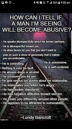 a poster with the words how can i tell if a man im seeing will become abusive?