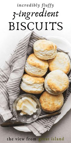 a plate with biscuits and butter on it