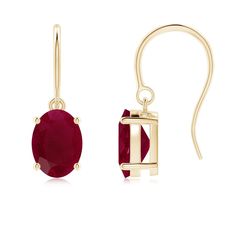 Oval Ruby Solitaire Drop Earrings Ruby Earrings, Ruby, Yellow Gold, Drop Earrings, Gold