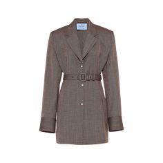 Prada jacket with a fabric belt Notch lapels; button front Extra long sleeves; button cuffs Menswear fit Virgin wool Dry clean Made in Italy Oversized Blazer With Belt, Blazer With Belt, Prada Jacket, Extra Long Sleeves, Oversized Blazer, Fabric Belt, Wool Jacket, Extra Long, Prada