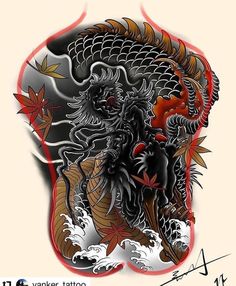 an image of a dragon tattoo on the back of a cell phone, with text below it