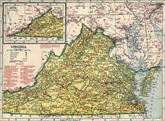 an old map of virginia showing the towns and roads