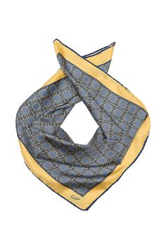 The rich medallion design will transport you to the cobblestone streets of Italy, while the luxurious silk feels sumptuously smooth against your neck. Made in Italy. The classic neckerchief size: Approx. 27" x 27". A comfortably large size that fits most men, unlike smaller bandanas. 100% silk twill: A soft, silky fabric traditionally used in men's tailoring for its look and its drape. Characterized by a diagonal weave which makes it very durable. Hand rolled hems: For the ultimate in luxury and Luxury Silk Scarf For Business, Men In Yellow, Streets Of Italy, Italy Street, Cobblestone Streets, Silky Fabric, Medallion Design, Hand Roll, Silk Twill