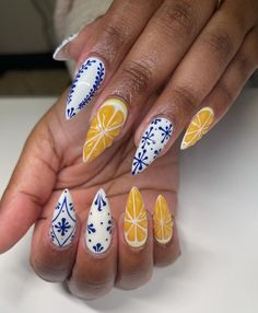 Bridal Shower Nails, Lemon Nails, China Nails, Squeeze The Day, Crazy Nail Art, Geometric Nail