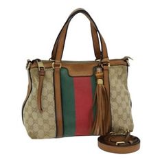 Gucci Gg Canvas Handbag | Chairish Dior Top, Fall Clothes, Vintage London, Green Material, Canvas Handbags, Bag Handle, Hand Bag, Handbag Accessories, Canvas Size