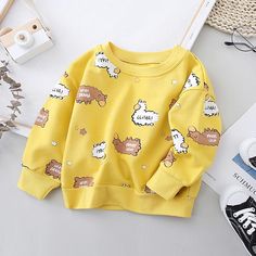 Thickness of clothing:Regular Package included:1 Pieces Material&Fabric:Cotton Suitable Season:Spring Wash Label:On the outside Keyword Tag:Spanish Clothing Wholesale Uk White Cartoon Print Sweater For Spring, Spring Cartoon Print Sweatshirt, Spring Cartoon Print Long Sleeve Sweatshirt, Cute Yellow Long Sleeve Sweatshirt, Spring Cotton Sweatshirt With Cartoon Print, Yellow Casual Sweatshirt With Cartoon Print, Cute Yellow Crew Neck Sweatshirt, Cute Yellow Sweatshirt For Fall, Yellow Long Sleeve T-shirt For Spring