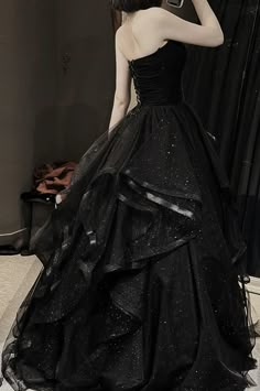 Black tulle long ball gown dress black evening dress sold by Little Cute on Storenvy Formal Dresses Black, Prom Dress Black, Black Evening Dress, Strapless Evening Dress, Prom Dresses Vintage, Black Prom Dress, Black Party Dresses, Ball Gowns Evening, Long Evening Gowns