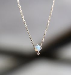 14k Opal Diamond Necklace, Opal Necklace, Solid Gold Necklace, October Birthstone Necklace, Minimal Necklace, layering necklace White Opal Birthstone Jewelry, Gold Pink Opal Necklace For Gifting, Gold Pink Opal Necklace For Gift, Dainty White Opal Jewelry, Elegant Pink Opal Jewelry For Gift, Elegant Pink Opal Jewelry Gift, Delicate White Opal Jewelry, Dainty Gold Pink Opal Jewelry, Delicate Opal Gemstone Jewelry