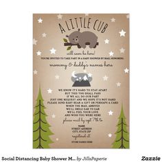 a baby shower is shown with an elephant on it's back and stars in the background