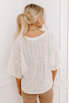 Need a versatile yet effortless summer basic? Then look not further than our ivory colored 'Vitamin Sea For Me' top featuring lightweight knit material, a wide v-cut neckline that can be styled off one shoulder, loose short sleeves, and a slouched silhouette that falls into a straight hemline! Measurements S : Bust 48", Hip 44", Length 21.5", Sleeve Length 6", Waist 42". M : Bust 50", Hip 46", Length 22.5", Sleeve Length 6.5", Waist 44". L : Bust 52", Hip 48", Length 23", Sleeve Length 6.5", Wai Summer Basics, Vitamin Sea, Loose Shorts, V Cut, V Cuts, Lightweight Knit, Knitting Materials, Knit Top, One Shoulder