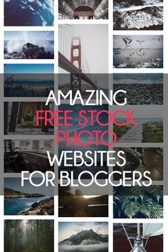 the cover of an amazing free stock photo website for bloggers, featuring photos and text