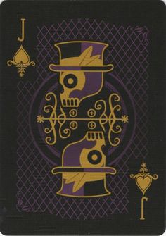 a playing card with an image of a skull wearing a top hat