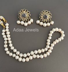 Absolutely stunning Hyderabadi pearl necklace and earrings set. Beautiful design. The necklace is strung together with genuine freshwater pearls.  Matching pearl drops have been added to the earrings to finish the look.  Beautiful design. Set includes pearl necklace and matching stud earrings. Timeless piece of jewellery.  Gold plated.   Please read our shop policies before making a purchase.  Thanks Pearl Pendant Necklace As Diwali Gift, Pearl Pendant Necklace For Diwali Gift, Diwali Gift Necklace With Pearl Pendant, Diwali Pearl Necklace With Pearl Drop, Pearl Pendant Necklace For Festivals, Pearl Necklace With Pearl Pendant For Festivals, Festival Pearl Necklace With Pearl Pendant, Pearl Chain Necklace For Diwali Gift, Pearl Necklace For Diwali Gift