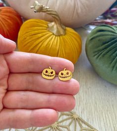 Jack O Lantern gold stud earrings - perfect for Halloween outfits, Halloween parties, gifts, and the spooky season! Measures approximately 1/2". Giftbox included. Gold Halloween Earrings, Halloween Jewelry, Pumpkin Earrings, Jack O Lantern Earrings, Stud Earrings Pumpkin Pie Stud Earrings, Novelty Halloween Pierced Earrings, Jack O Lantern Earrings, Pumpkin Stud Earrings, Halloween Novelty Drop Earrings Jewelry, Bridal Party Jewelry, Pumpkin Earrings, Halloween Earrings, Jewelry Card