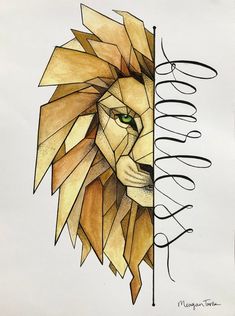 a drawing of a lion's head with the words goodbye on it