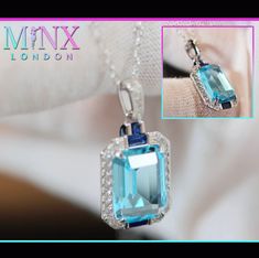 Blue Emerald Cut Diamond Pendant | Aquamarine Diamond Necklace | Womens Aquamarine Necklace | Aquamarine Diamond Necklace | Blue Diamond Pendant  | Aquamarine Diamond Pendant | Blue Diamond Jewelry | Blue Diamond Pendant | Emerald Necklace | Emerald Diamond Pendant | Pendant | Emerald Pendant | Emerald Diamond Necklace Embrace your initial and be admired by everyone with this dazzling Aquamarine Diamond Pendant & Necklace. This can be a vibrant & selectively personal gift for your friends, famil Blue Aquamarine Pendant Necklace, Blue Topaz Necklace As A Gift, Blue Aquamarine Jewelry For Party, Blue Sapphire Pendant Necklace, Blue Aquamarine Party Jewelry, Party Aquamarine Blue Jewelry, Blue Gemstone Necklace For Party, Blue Sapphire Necklaces For Party, Blue Sapphire Necklace For Party