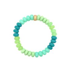 Our Zoey Ombre Candy Beaded Bracelet is a rainbow of joy for your wrist! Sweeten up your style with a playful blend of candy-colored beads. It's a delicious burst of fun that adds a pop of vibrant charm to any outfit. Wear it and let the colors of happiness dance on your wrist! Size: 6.5" Stretch Casual Turquoise Beaded Bracelets With Spacer Beads, Casual Turquoise Bracelets With Large Beads, Green Bracelets With Large Beads For Beach, Turquoise Beaded Trendy Bracelets, Trendy Beaded Turquoise Bracelets, Trendy Turquoise Heishi Beads Jewelry, Everyday Turquoise Hand-strung Stretch Bracelet, Everyday Hand-strung Turquoise Stretch Bracelet, Green Bracelets With 8mm Beads For Beach