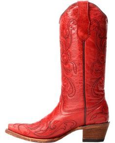 Red Leather Snip Toe Mid-calf Boots, Western Style Red Leather Mid-calf Boots, Leather Mid-calf Boots With Snip Toe, Fitted Leather Mid-calf Boots With Snip Toe, Western Style Fitted Knee-high Boots With Leather Sole, Red Fitted Boots With Leather Lining, Fitted Red Boots With Leather Lining, Red Cowgirl Boots, Cowboys Boots