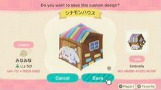 an animal crossing card with the caption do you want to save this custom design?