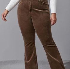 Reposhing This Item I Purchased From @Jessnicolekirk. Loved It, But Ready To Rotate For Something New. Questions? Leave A Comment Below! They Are More Like A 2x For You Shoppers Corduroy Flare Pants, Brown Corduroy Pants, Shein Pants, Pants Plus Size, Long Trousers, Brown Corduroy, Flare Leg Pants, Plus Size Pants, Trendy Fashion Women