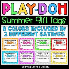 play - doh summer gift tags for students to use on their own school days