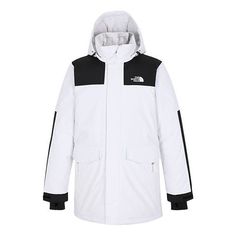 THE NORTH FACE DOWN Jacket WHITE NF0A4U81-FN4 (Down/Men's/Embroidery/Colorblock) White Hooded Parka For Cold Weather, Winter White Parka With Detachable Hood For Outdoor, White Winter Parka For Outdoor, White Parka With Detachable Hood For Outdoor Activities, White Winter Sport Coat For Streetwear, White Functional Sport Coat For Winter, White Functional Winter Sport Coat, White Windproof Winter Outerwear, White Windproof Outerwear For Cold Weather