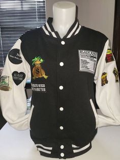 Jacket is customizable. Please inbox seller to discuss options or if you would like exactly what you see Custom Varsity Jackets, All Black Everything, What You See, All Black, Varsity Jacket, Gender Neutral, Adult Outfits, Jackets & Coats, Clothes