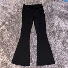 Brand New , Worn Once, Great Condition Black Stretch Leggings For Party, Black Flared Casual Leggings, Trendy Black Stretch Leggings, Casual Black Leggings For Party, Stretch Leggings For Party, Black Wide Leg Leggings For Spring, Casual Stretch Leggings For Party, Black Wide Leg Spring Leggings, Trendy Black Wide Leg Leggings