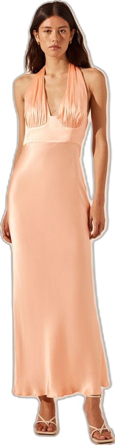 Peach Dresses, Plunge Midi Dress, Dress Peach, Peach Dress, Shona Joy, Halter Midi Dress, Silk Touch, Midi Length Skirts, Halter Maxi Dresses