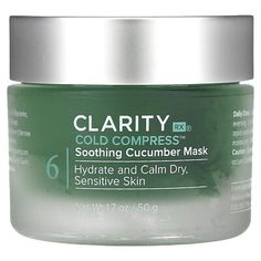 6Hydrate and Calm Dry, Sensitive SkinCold Compress™ Soothing Cucumber Mask is a hydrating, calming and cooling gel mask that brings relief to sensitive, stressed or irritated skin. Plant based extracts of cucumber, chamomile and aloe blend together to soothe and hydrate. This gentle gel mask cools on contact and provides comfort for inflamed, red or rosacea-prone skin. Cucumber Mask, Skin Care Masks, Gel Mask, Cosmetic Skin Care, Irritated Skin, Cucumber, Sensitive Skin, Plant Based, Beauty And Personal Care