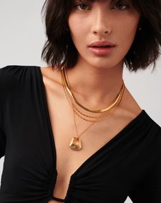 Hera Ridge Pendant Necklace | 18ct Gold Plated. A Capsule of Sculptural Modern-Day Amulets. This Statement Pendant Necklace Features Geometric Ridge Detailing and a Pyramid Profile, Set on a Long Simple Chain – the Perfect Layering Piece. Textures and Geometric Patterns Combine to Signify Intuition, Inner Knowing, and Creativity. Wear Solo or Layer with Short Chains or Charm Necklaces. Metal: 18Ct Recycled Gold Plating on Brass Pendant Dimensions: 24mm X 7. 3mm Length: 560mm Weight: 12. 9g Produ Profile Set, Flat Snake Chain, Inner Knowing, Necklaces Length, Delicate Choker, Necklaces Statement, Necklace Length Guide, Simple Chain, Initial Earrings