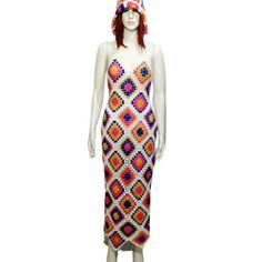 🧿🧿 Colorful Afghan dress knitted with 100% cotton thread. 💯 It is a great pleasure for me to knit this lovingly knit dress in the size and height you want.⬅️⬇️➡️ A dress suitable for every concept, whether in daily life, on the beach or on the beach.  You can write to me for your size and height customizations. 🧶🧵 And that dress was truly knitted with love. ❤ *The product should not be washed with bleach; Only colored and mild detergent should be used. *Hand wash up to 40ºC. *Wash on delica Fitted Bohemian Knit Maxi Dress, Bohemian Knit Maxi Dress, Summer Multicolor Cotton Maxi Dress, Multicolor Crochet Beach Dress For Summer, Long Bohemian Knit Dress, Fitted Bohemian Patterns For Summer, Bohemian Knit Crochet Dress, Summer Beach Crochet Dress With Granny Square Details, Summer Beach Crochet Dress With Granny Square