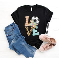 Love Soccer Shirt - Soccer Mom Shirts - Leopard Print Baseball - Women's Shirts - Unisex Adult Shirt Black Team Spirit Shirt For Football Season, Casual Tops With Sublimation Print For Football Season, Varsity Tops With Sublimation Print For Game Day, Black Fan Apparel Shirt For Game Day, Sports Fan Shirt With Graphic Print For Game Day, Sports Fan Shirt With Graphic Print For Sports Events, Black Letter Print Shirt For Game Day, Black Shirt With Letter Print For Game Day, Football Season Fan Apparel Shirt With Graphic Print