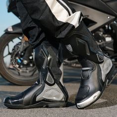 For the Ride of Your Life Riding boots are the most important protective gear besides your helmet. They're slip-resistant and have protective panels like PVC and metal. They reduce impact during falls and protect your ankles if the bike tips over. With zippered fastenings, they're easy to put on and take off quickly. Key Features: Enhanced Stability: Full ankle and heel coverage. Impact Protection: High-strength materials guard against impacts. Crash Protection: Protects feet and lower legs duri Motorcycle Riding Boots, Boxing Shoes, Protecting Yourself, Black Riding Boots, Boots White, Motorcycle Riding, Sneaker Slippers, Climbing Shoes, Metal Panels