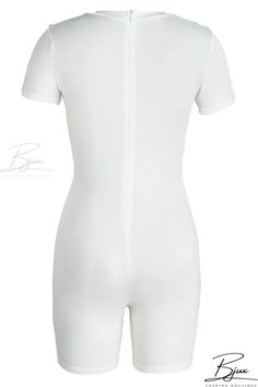 Bjux - Mono ajustado con cuello en O y estampado callejero en blanco con borlas Fitted White V-neck Jumpsuits And Rompers, Summer Bodycon V-neck Bodysuit, White Fitted Short Sleeve Bodysuit For Summer, Fitted White Short Sleeve Bodysuit For Summer, Summer V-neck Solid Color Short Sleeve Bodysuit, White V-neck Bodysuit For Loungewear, Casual Stretch V-neck Short Sleeve Bodysuit, Casual Fitted Short Sleeve Bodysuit With V-neck, Stretch V-neck Short Sleeve Bodysuit Casual