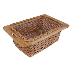 a brown basket sitting on top of a white background