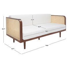 a couch with measurements for the seat and back