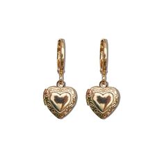 "Nostalgia" Heart Locket Huggie Earrings Heart Locket Earrings, Gold Plated Heart Earrings, Heart Charm Earrings, Gemini Jewels, Physical Manifestation, Locket Earrings, Gold Heart Earrings, Dress Better, Jewelry Accessories Ideas