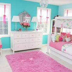 Beautiful teal & pink Turquoise Girls Bedroom, Teen Girl Bedroom, Girly Room, Blue Bedroom, Remodel Bedroom