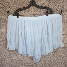 Missguided+ Baby Blue Crinkle Zip Up Shorts Women's 22 *Size: Women's 22 *Materials: 100% Polyester *Color(S): Baby Blue *Pockets: None *Closure: Pull-Up + Zipper *Care/Material Tag: Intact *Condition/Wear: Nwt The Measurements I Took Are Approximate And Taken Flat. Please Refer To My Measurements Because Used Clothes Can Shrink/Stretch And May Not Match What The Label Says Exactly Waist: 23“ Inseam: 2.5“ Rise: 18.5” Leg Opening: 20“ All Items Are Shipped Within 1 Business Blue Ruffled Bloomers For Summer, Summer Blue Ruffled Bloomers, Blue Ruffled Shorts For Day Out, Blue Ruffled Short Bottoms, Blue Summer Shorts With Ruffles, Summer Blue Bottoms With Ruffles, Light Blue Ruffled Bottoms For Vacation, Blue Ruffled Shorts For Spring, Summer Blue Bloomers With Elastic Waistband