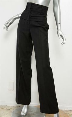 Designer: Chanel Condition: Excellent! Based on 25" waist, this is best for a size US 2. Color: Black Content: No content tag, feels like a wool blend. Lined: No Size: US 4, FR 36 Waist: 25" Hips: 40" Rise: 13" Inseam: 33.5" CHANEL Designer: Chanel Condition: Excellent! Color: Black Content: No content tag, feels like a wool blend. Lined: No Size: Based on 24" waist, this is best for size US 0 / XXS.   Waist: 24" Hips: 40" Rise: 13" Inseam: 33.5" Item #: 162-1599-maka-103120 Tailored Wide Leg Dress Pants For Career, Tailored Wide Leg Career Pants, Elegant Wide Leg Career Pants, Chic Wide Leg Dress Pants For Career, Elegant Wide-leg Career Pants, Black Wide-leg Dress Pants For Semi-formal Occasions, Fitted Dress Pants For Business, Classic Office Pantsuit With High-waisted Pants, Formal Pantsuit With Welt Pockets