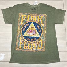 New Without Tags Pink Floyd Band Tee Large (21” Pit To Pit) Mineral Wash Green 100% Cotton Band Logo Cotton T-shirt For Festival, Cotton T-shirt With Band Logo For Festival, Band Logo Cotton Tops For Festival, Cotton Band Logo Tops For Festival, Green Crew Neck Top For Concert, Cotton Tops With Band Logo For Festival, Green Band Merch Tops For Concert, Festival Soft-washed Crew Neck T-shirt, Green Short Sleeve Top For Concert