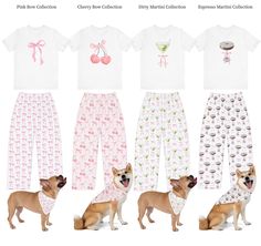 We are loving our latest coquette pajamas pants! Pair them with the matching top to create a cute matching set! You can even go for a matching bandana to match your pup! Definitely great for coquette aesthetic, pink bow aesthetic, & balletcore vibes. These would also be so cute for bridesmaid gifts & bachelorette sleepovers! The soft and stretchy pajama pants make it perfect for sleeping or lounging around home. Check out our shop to get the matching tee & doggy bandana!  D E T A I L S * Materia Cute Matching Set Sleepwear For Pajama Party, Cute Loungewear Sets With Long Pants, Playful Relaxed Fit Pajama Party Sets, Playful Relaxed Fit Sets For Pajama Party, Playful Matching Set Top For Pajama Party, Matching Set Sleepwear For Pajama Party, Matching Pyjamas Friends, Pajamas Coquette, Bow Pajamas