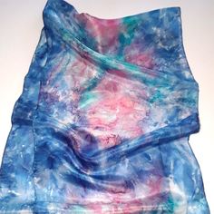 This is such a beautiful tie dye silk scarf featuring the splashes of blue and pink colors. The choice of colors is amazing. It combines dark blue and teal blue colors in a very special way creating the effect sea waves. The scarf is in excellent/mint condition. It has handrolled edges. The scarf can be used as a neck wrap, hair tie, head band and even wrist band. The scarf will make a wonderful gift. the scarf comes in a gift wrap and with a 'Thank you' card. For more scarves in my store visit: Artistic Hand Dyed Blue Silk Scarf, Hand Dyed Blue Silk Scarf For Summer, Blue Hand-dyed Silk Scarf For Summer, Summer Hand Dyed Blue Silk Scarf, Blue Hand Dyed Silk Scarf For Summer, Blue Bohemian Hand-dyed Silk Scarf, Blue Bohemian Hand Dyed Silk Scarf, Blue Silk Scarf As Summer Gift, Blue Silk Scarf For Summer